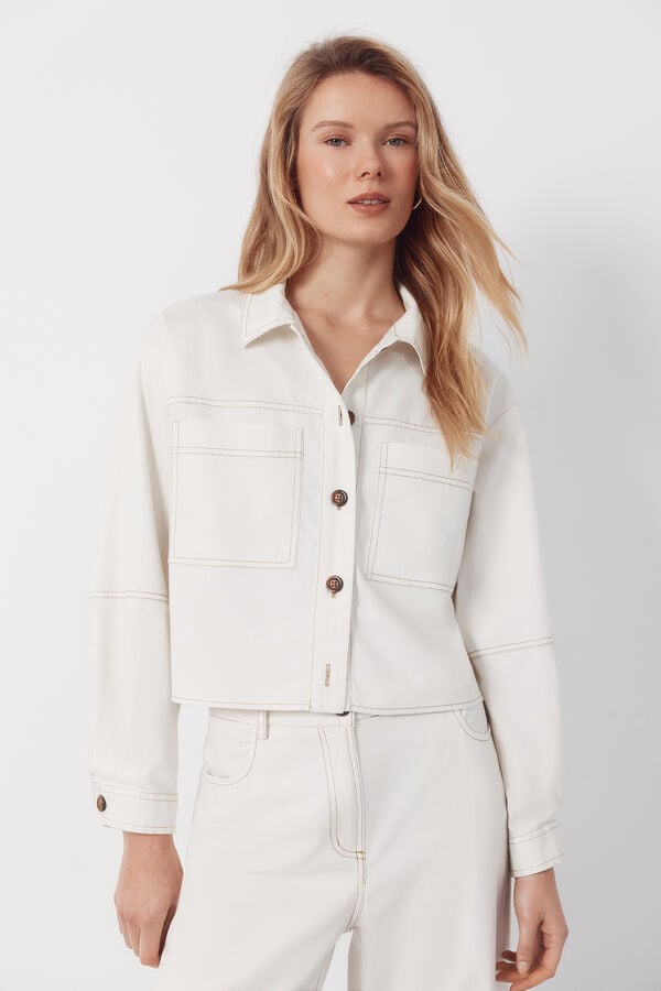 Cortefiel Camisa Vaquera Soft Marfil