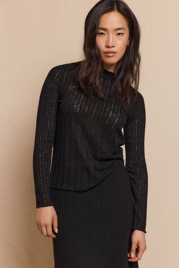 Slowlove Textured knit top Black