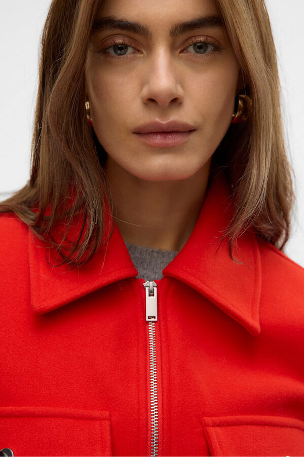 Vero Moda Casaco de feltro de manga comprida  Vermelho