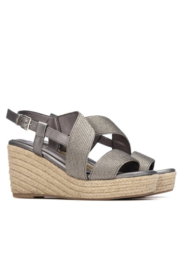 XTI Metallic jute wedge sandal Grey