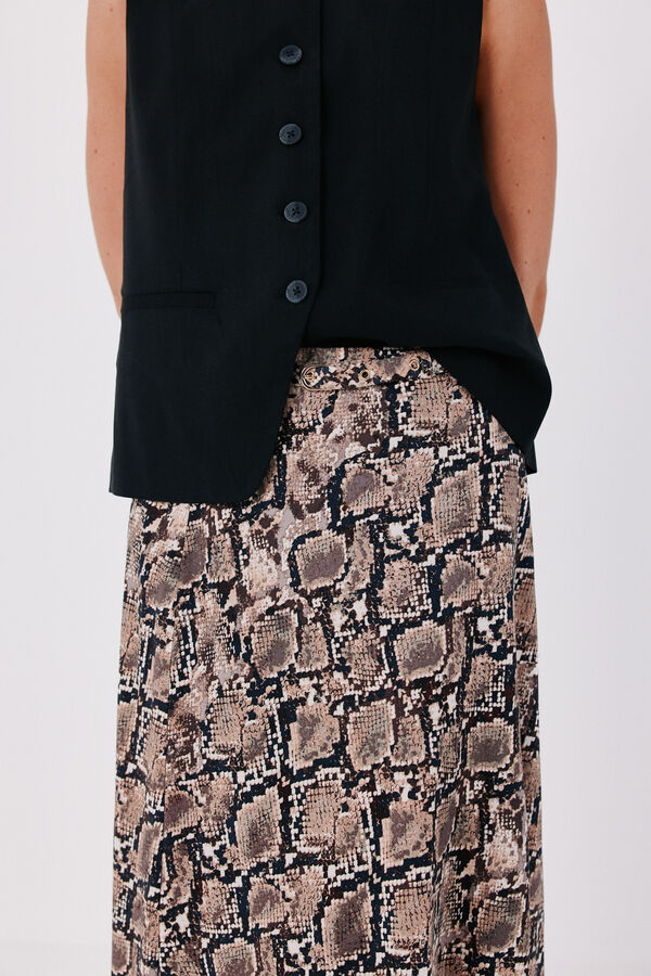Cortefiel Midi skirt with belt Printed white