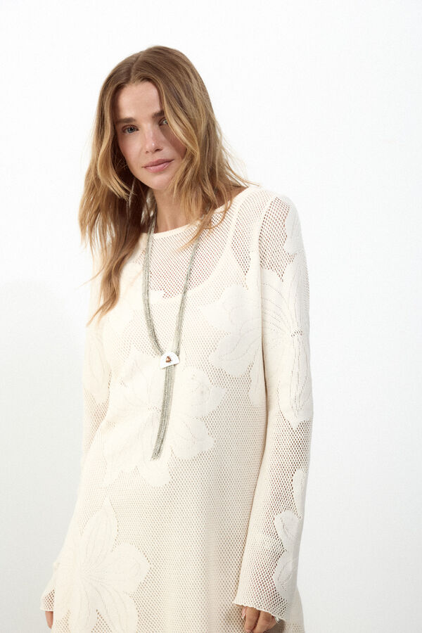 Slowlove Vestido em malha Ecru