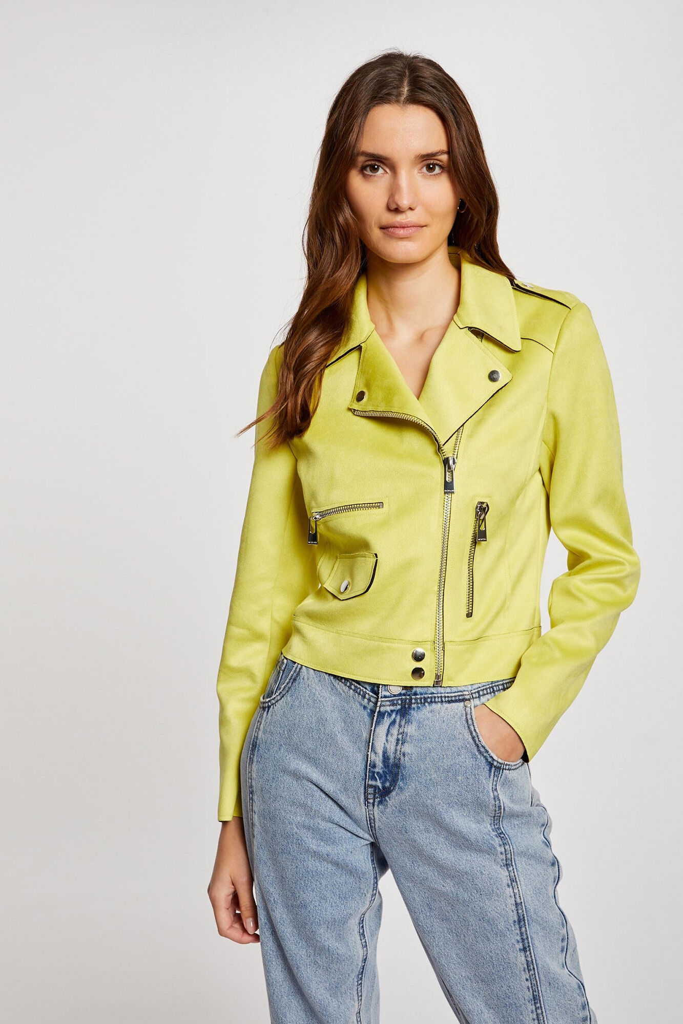 Yellow faux suede jacket online