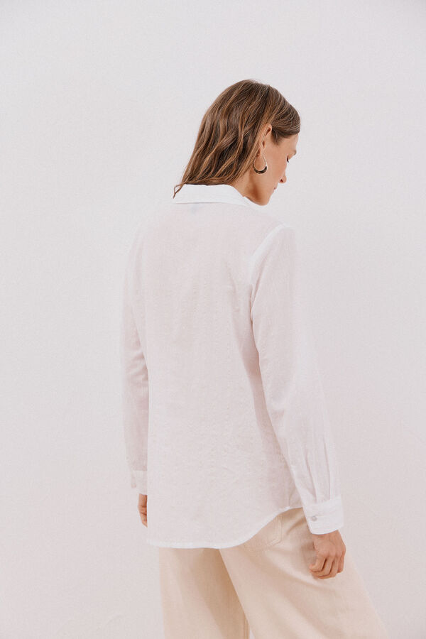 Cortefiel striped cotton shirt White