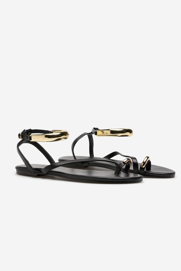 Cortefiel Flat strappy sandal Black