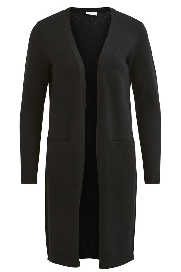 Vila C&aacute;rdigan de mujer de manga larga con bolsillos Negro