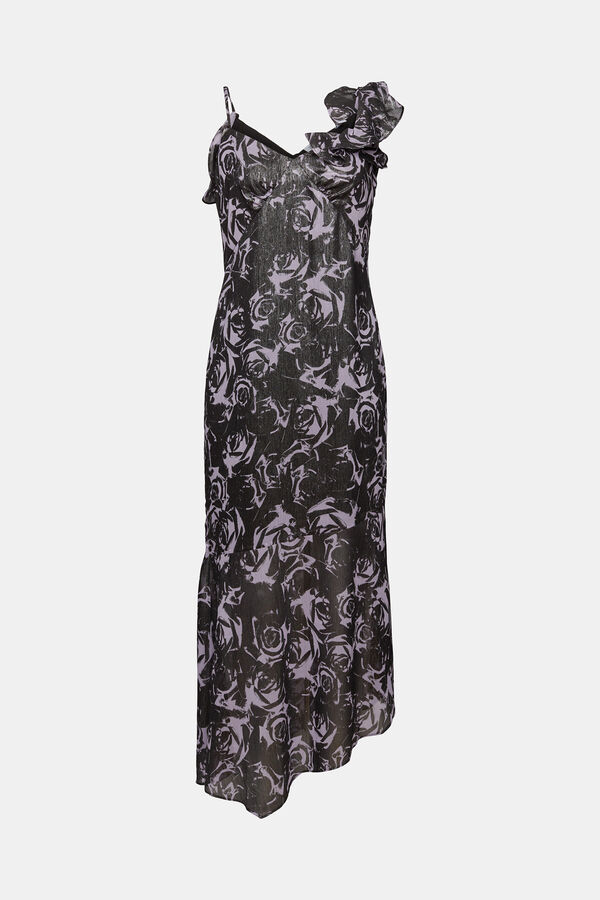 Cortefiel Long floral print asymmetric dress Multicolour
