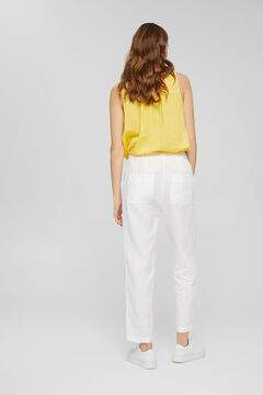 Cortefiel 100% linen high waist trousers White