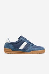 Cortefiel Leather and textile sneaker Blue