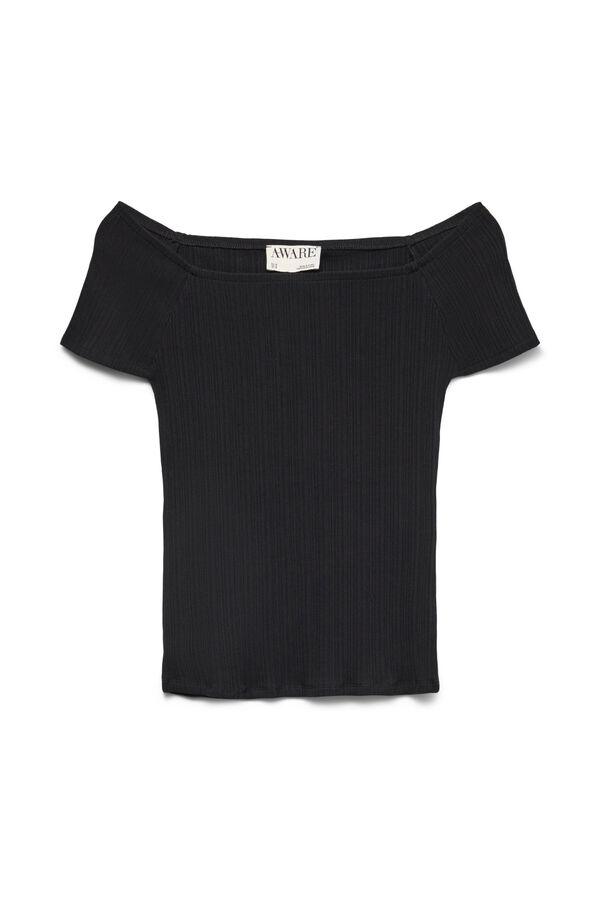 Vero Moda Top manga curta decote barco Preto