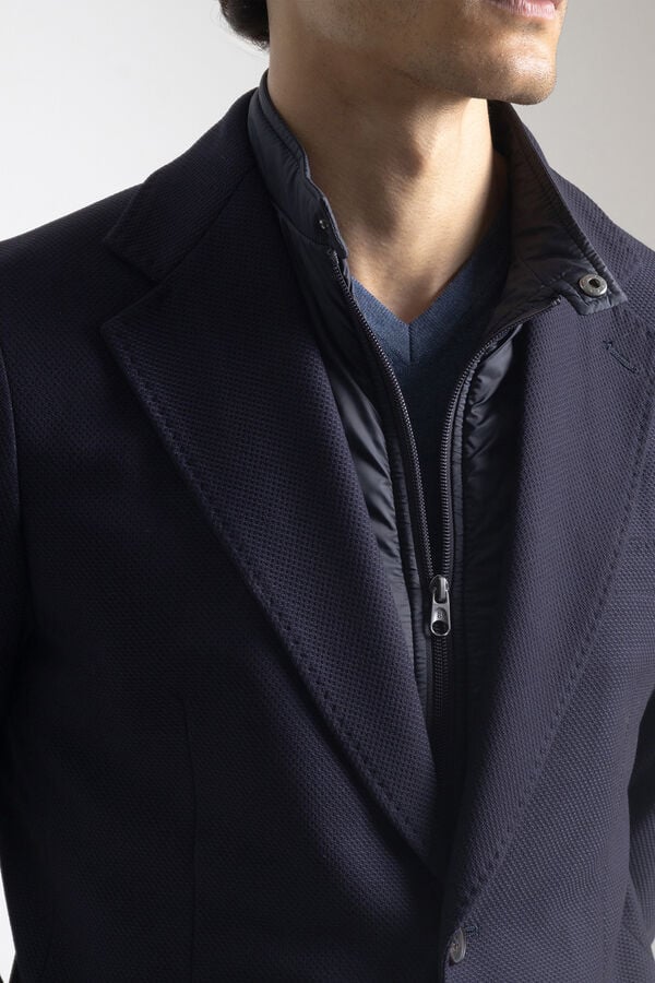 PuroEGO <br>Blazer slim com gola removível Azul