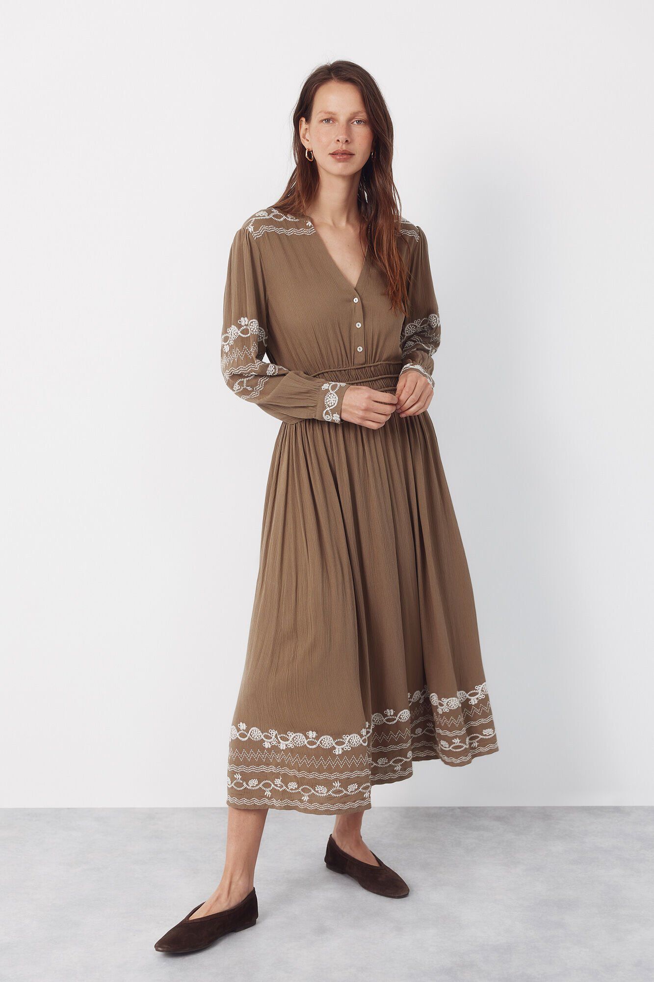 Cortefiel Embroidered dress