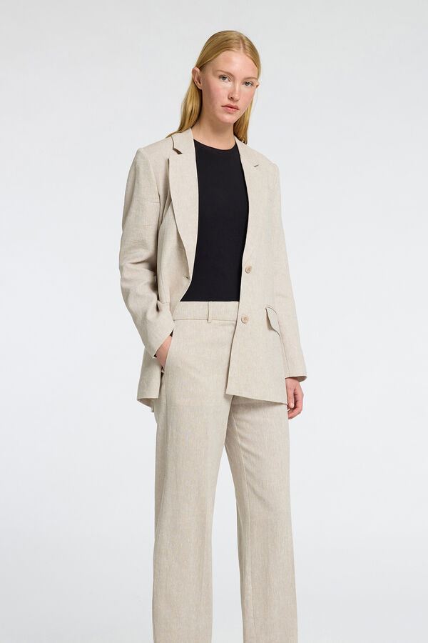 Selected Femme Blazer de linho com ajuste relaxado Castanho