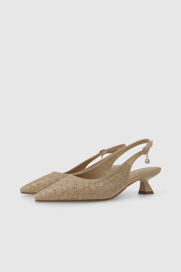 Lodi Sapatos de salto abertos atr&aacute;s em pele Tostado
