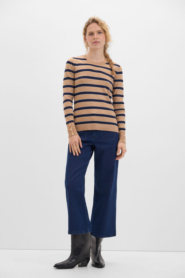 Cortefiel Metallic striped jumper Beige