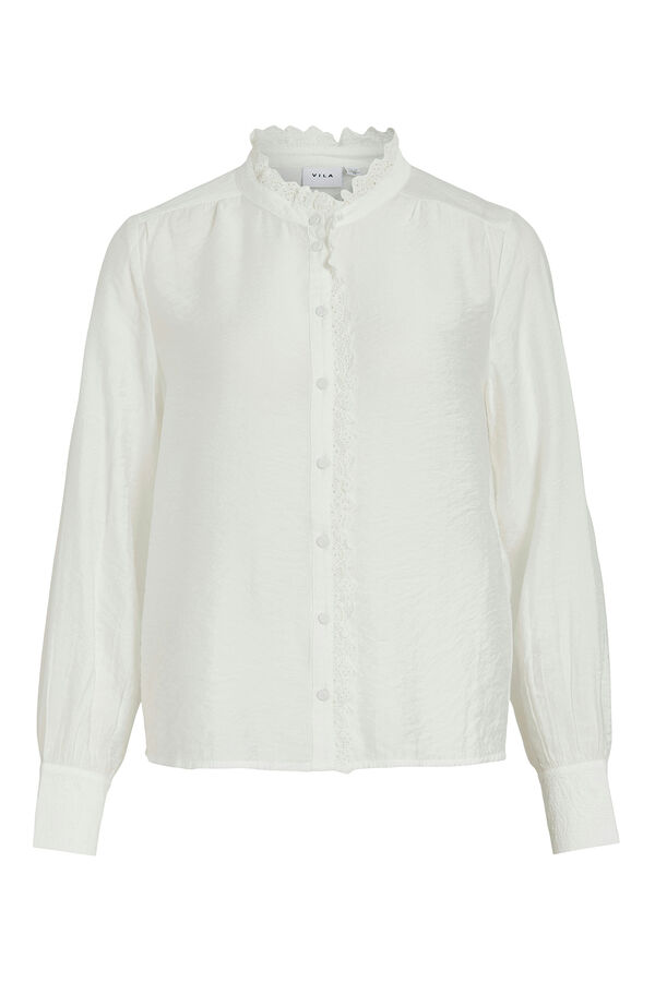 Vila Blusa de manga comprida com bordado inglês Branco