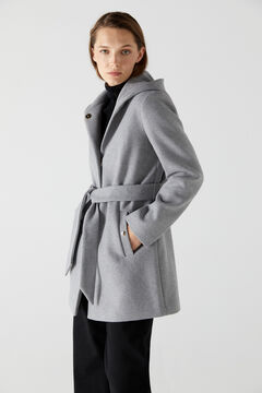 Cortefiel Long hooded coat Dark gray