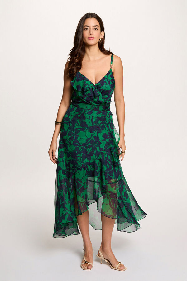 Morgan Vestido midi cruzado Multicolorido