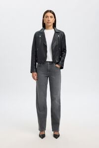 Selected Blus&atilde;o biker cropped 100% couro.
