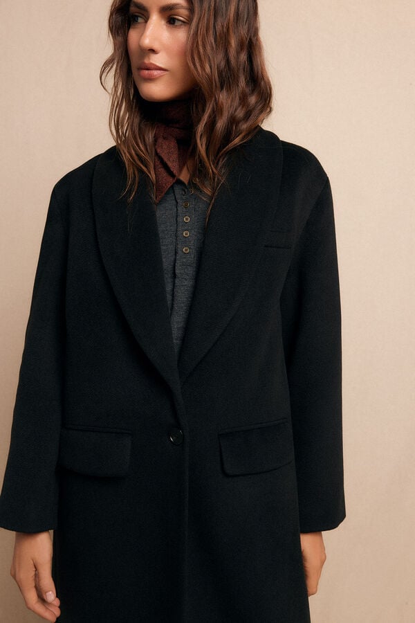 Slowlove Sobretudo longo com gola xale Preto