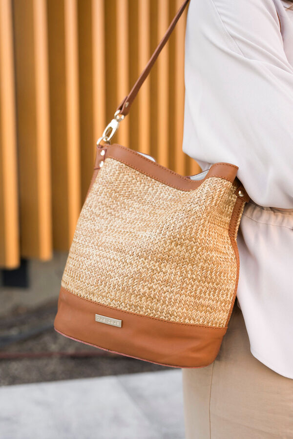 The Code Nature leather and raffia candy box  Brown