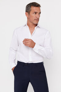 Cortefiel Classic fit plain easy-iron pinpoint dress shirt White