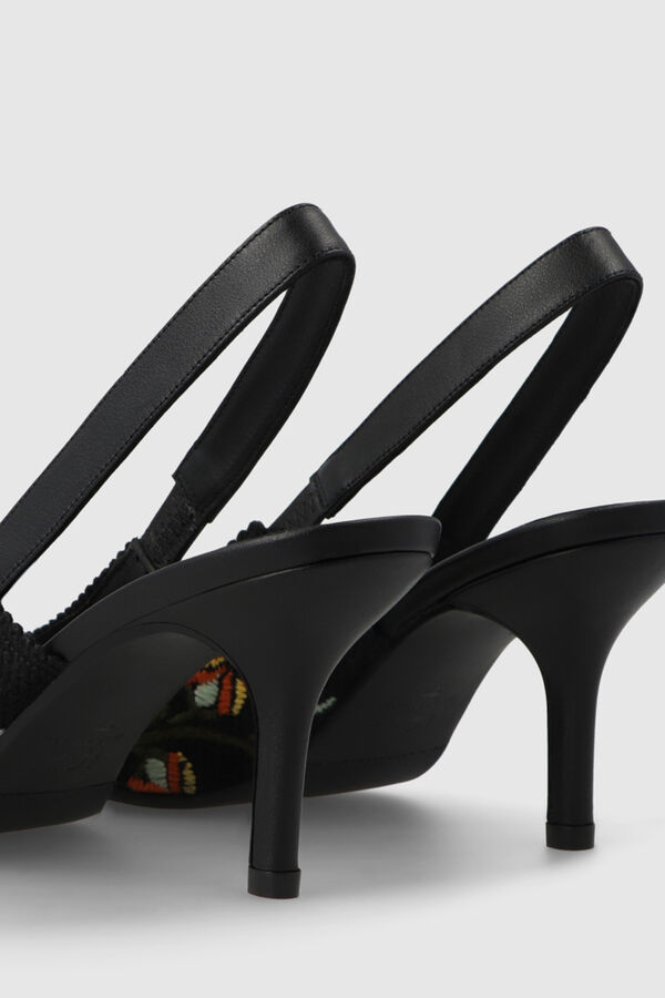 Cortefiel Women's slingback court shoes  Black