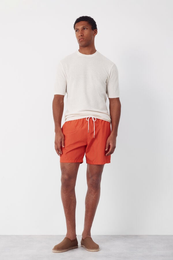 Cortefiel Striped print swimwear Coral