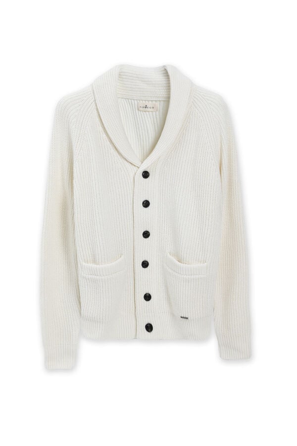 Cortefiel jersey-knit neck shawl jacket  White