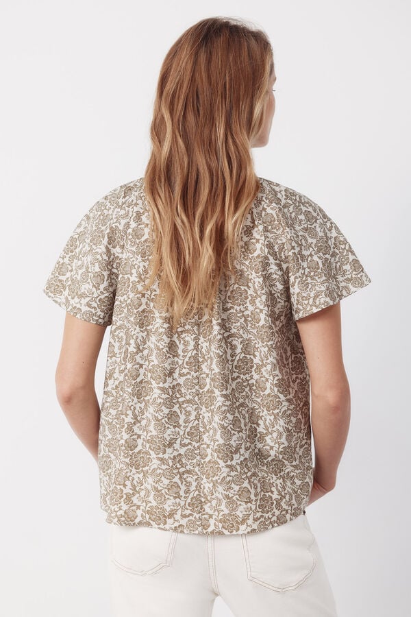 Cortefiel Raglan sleeve blouse Printed green