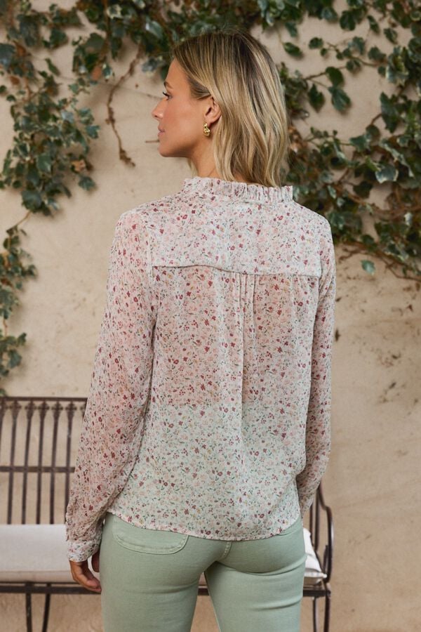 Pol&iacute;n Et Moi Camisa de flores Magn&oacute;lia Branco