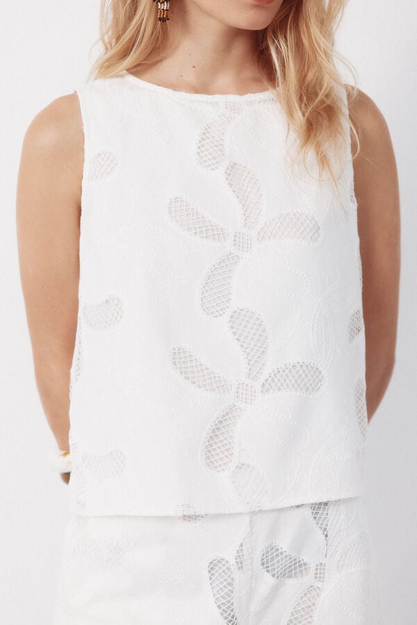 Cortefiel Blusa bordada Branco