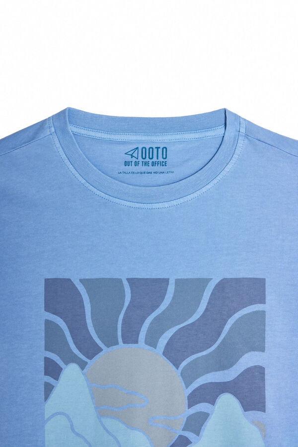 OOTO Front sunset graphic T-shirt Blue