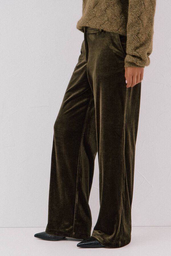 Cortefiel Calças de veludo Verde