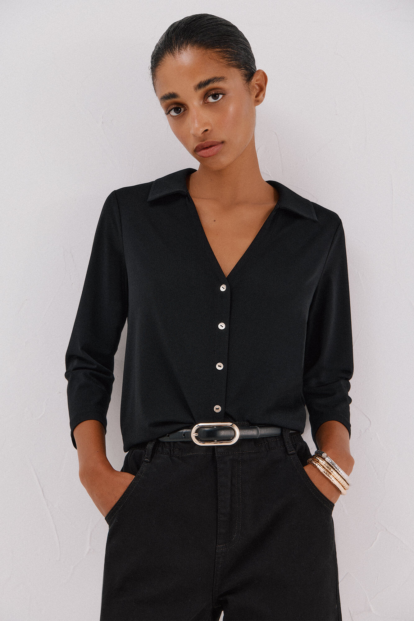 Cortefiel Camisa el&aacute;stica botones