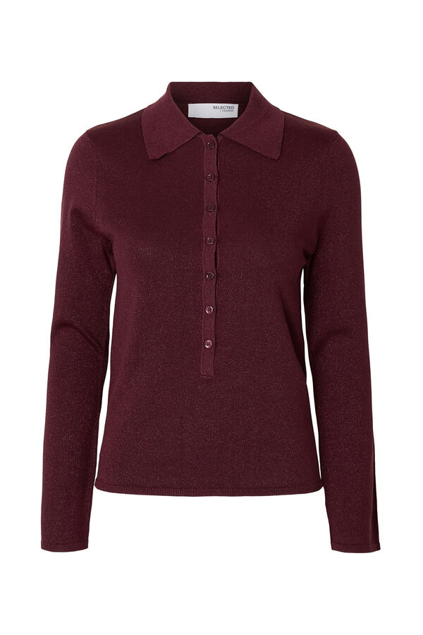 Selected Camisola polo de manga comprida com glitter Roxo