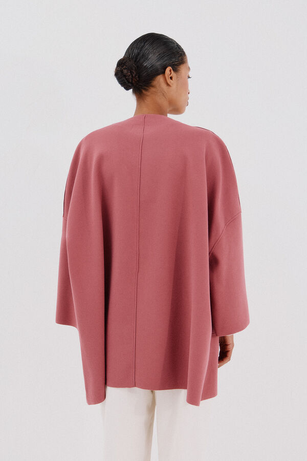 Cortefiel Cape coat with light fabric Maroon