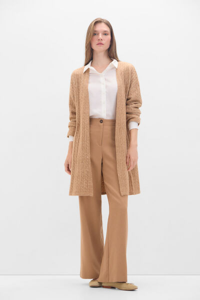 Cortefiel Soft cross-knit cardigan Camel