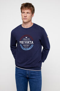 Cortefiel Navy "brushed terry fleece" sweatshirt Blue