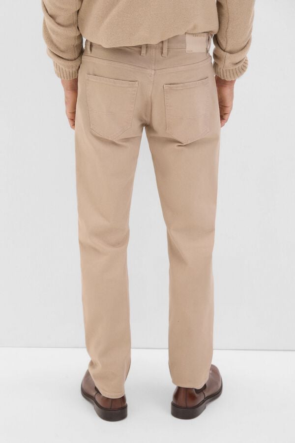 Cortefiel 5-pocket regular fit coloured trousers Beige