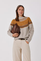 Cortefiel Fair Isle and cross-knit jumper Beige