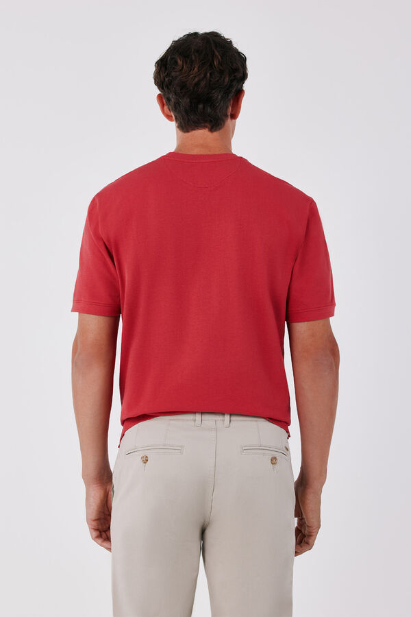 Cortefiel Piqu&eacute; fabric basic T-shirt Red