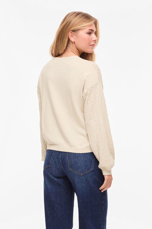 Vila Camisola de malha pointelle com viscose Tostado