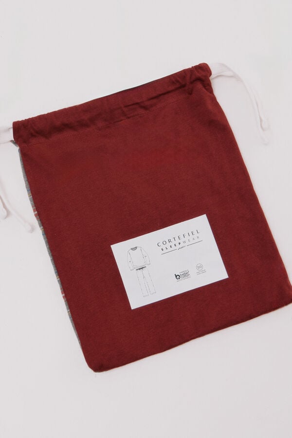 Cortefiel Jersey-knit and cloth pyjama set Maroon