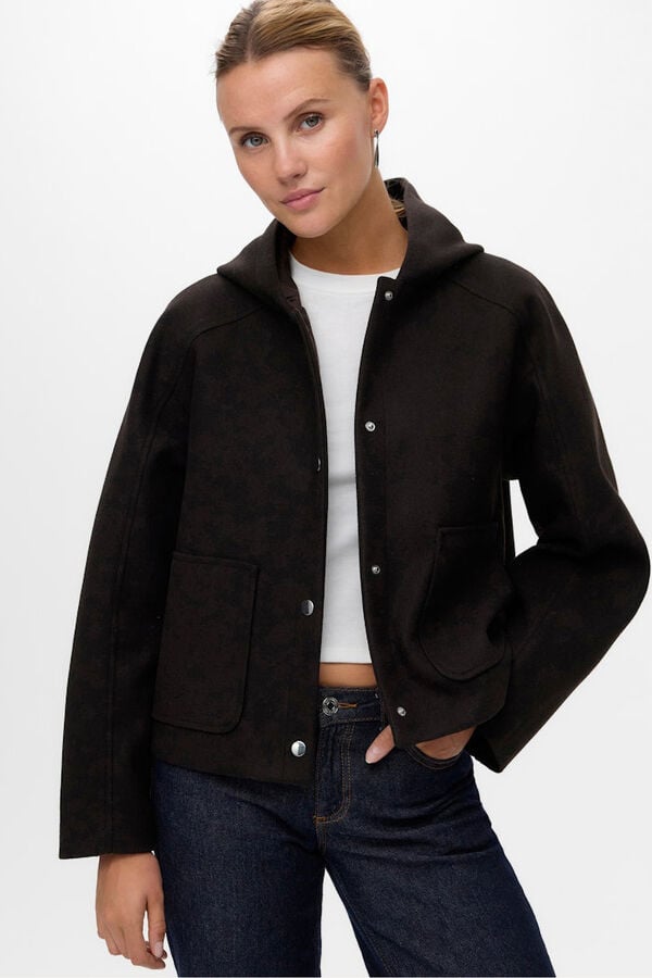 Vero Moda Short cloth coat Dark brown