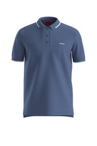 HUGO Camisa polo de algodão elástico slim fit com logo estampado