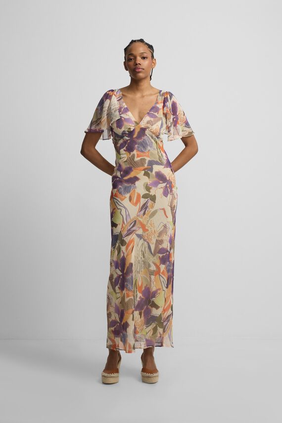 Vestido largo estampado flores