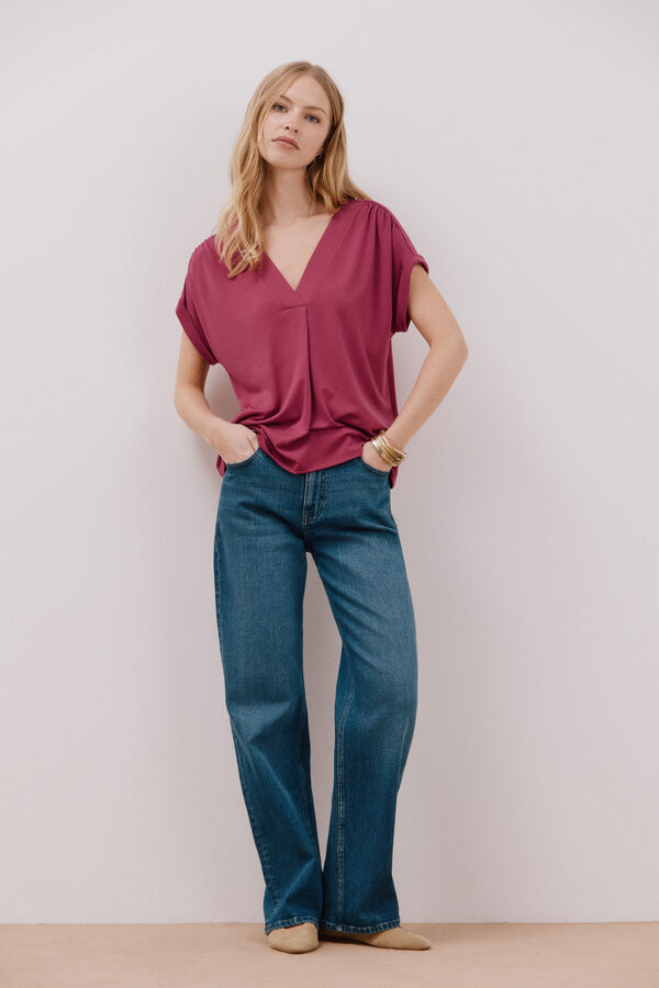 Cortefiel Printed v top Purple