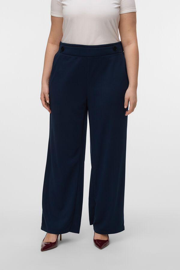 Vero Moda Curve Cal&ccedil;a fluida de perna larga Azul