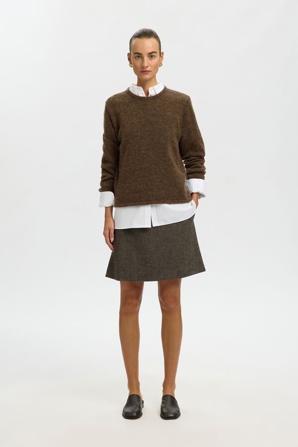 Selected Camisola com l&atilde; e alpaca Castanho